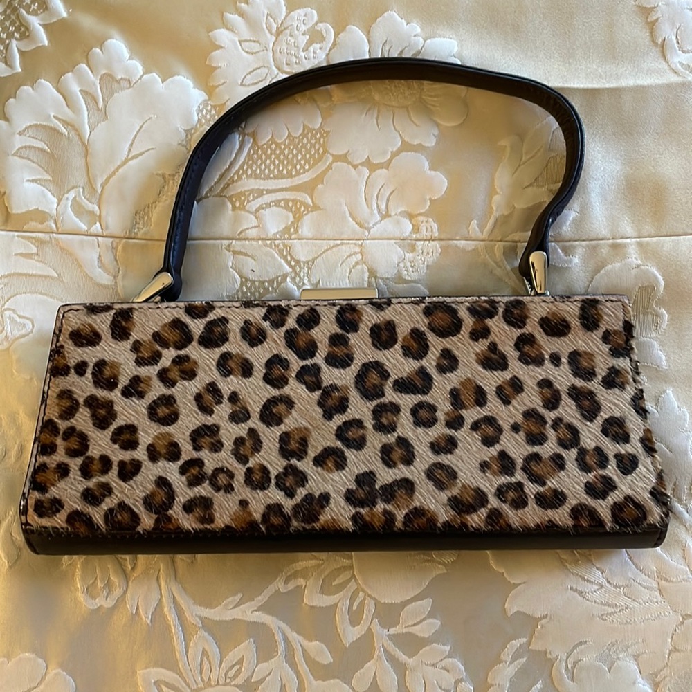Adrienne Vittadini Small clutch bag with leopard fur